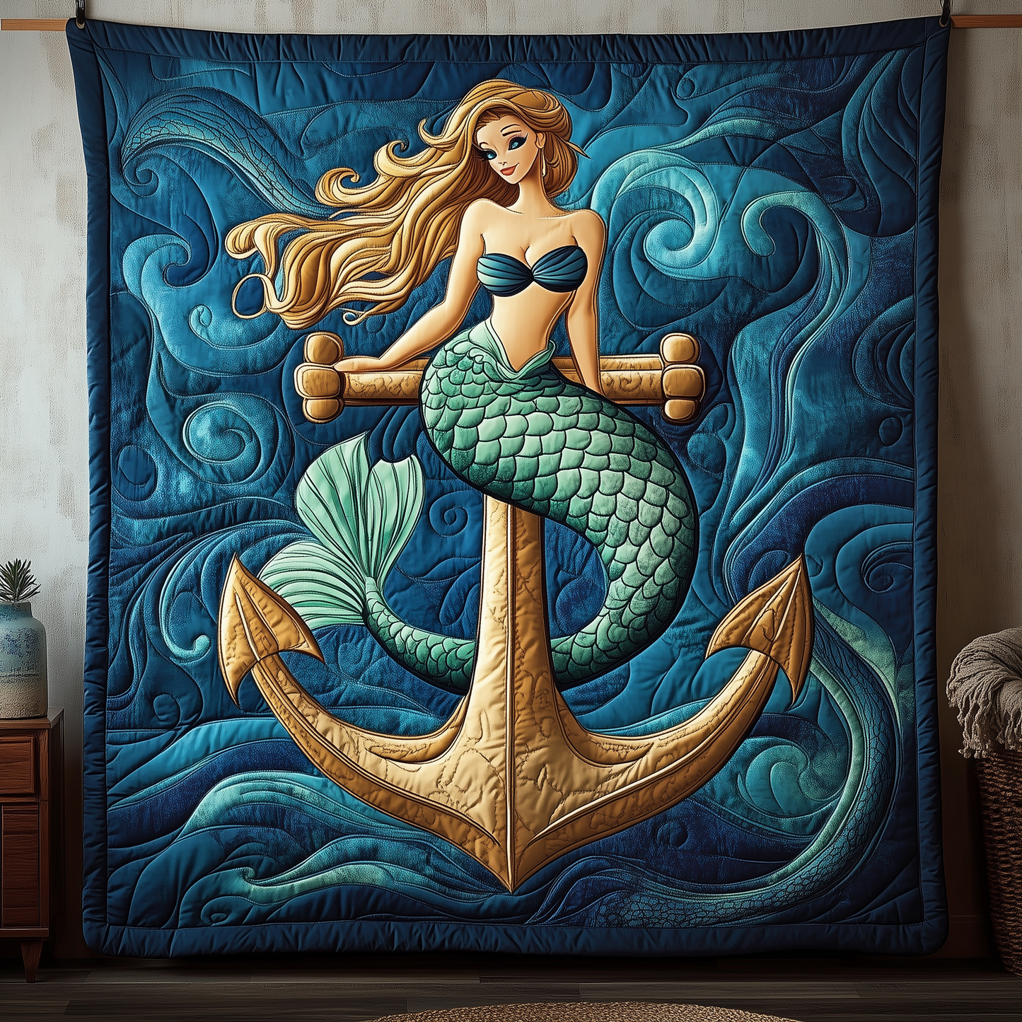Dreamy Mermaid Anchor Quilted Blanket GFTOTP1971
