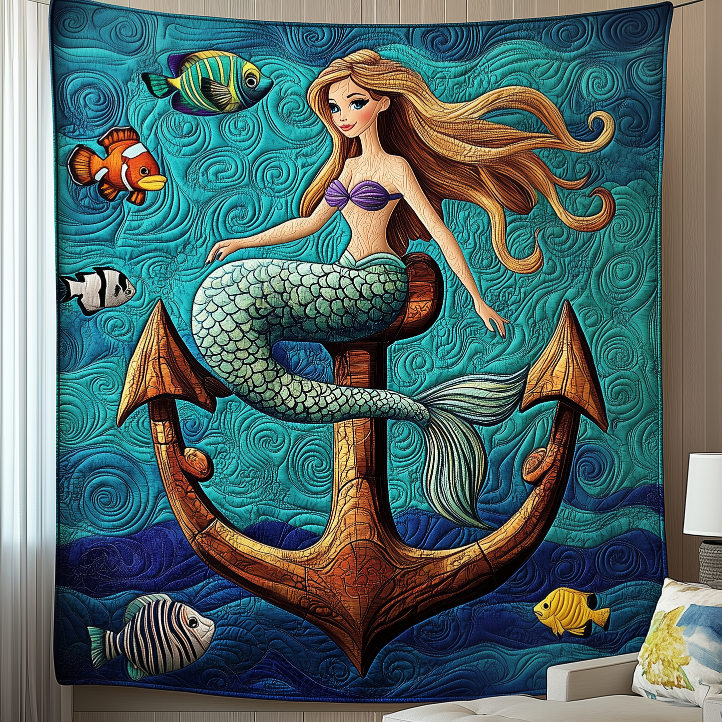 Dreamy Mermaid Anchor Quilted Blanket GFTOTP1972