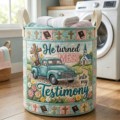 Amazing Grace Quilted Laundry Basket GFTOTP19756