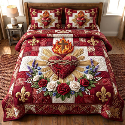 Divine Heart 3-Piece Quilted Bedding Set GFTOTP19764