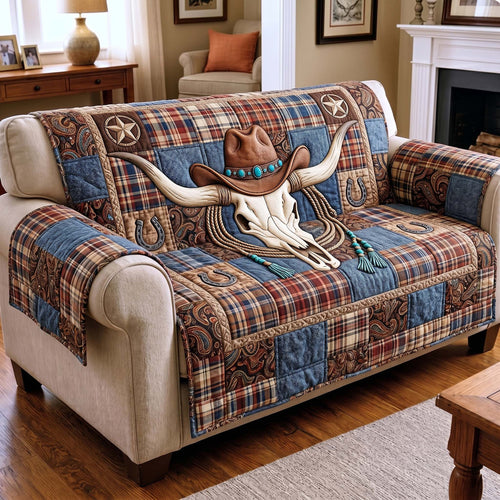 Rustic Longhorn Quilted Sofa Cover GFTOTP19794