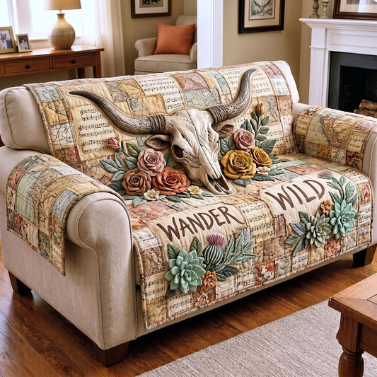 Rustic Longhorn Quilted Sofa Cover GFTOTP19796