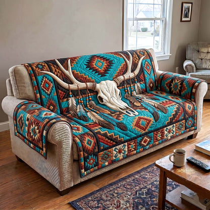 Rustic Longhorn Quilted Sofa Cover GFTOTP19797