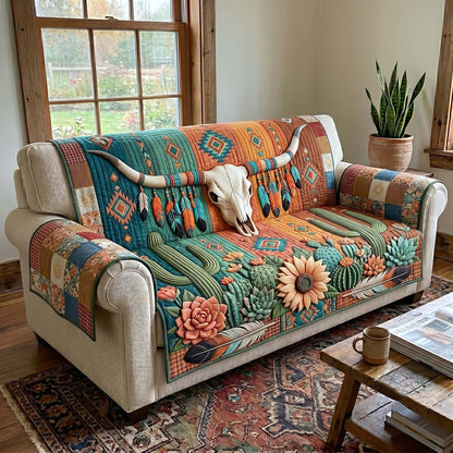 Rustic Longhorn Quilted Sofa Cover GFTOTP19798