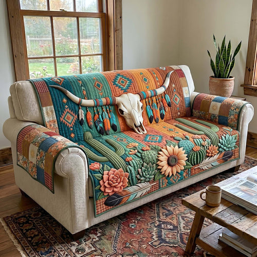Rustic Longhorn Quilted Sofa Cover GFTOTP19798