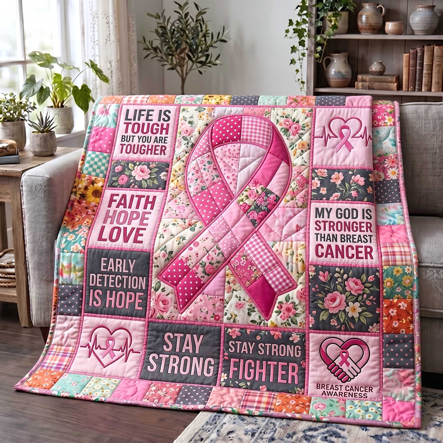 Pink Strength Quilted Blanket GFTOTP19854