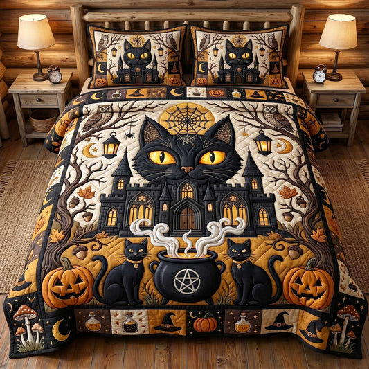 Black Cat Magic 3-Piece Quilted Bedding Set GFTOTP19859
