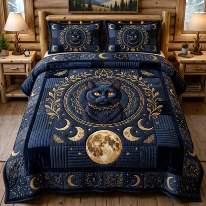 Black Cat Magic 3-Piece Quilted Bedding Set GFTOTP19861