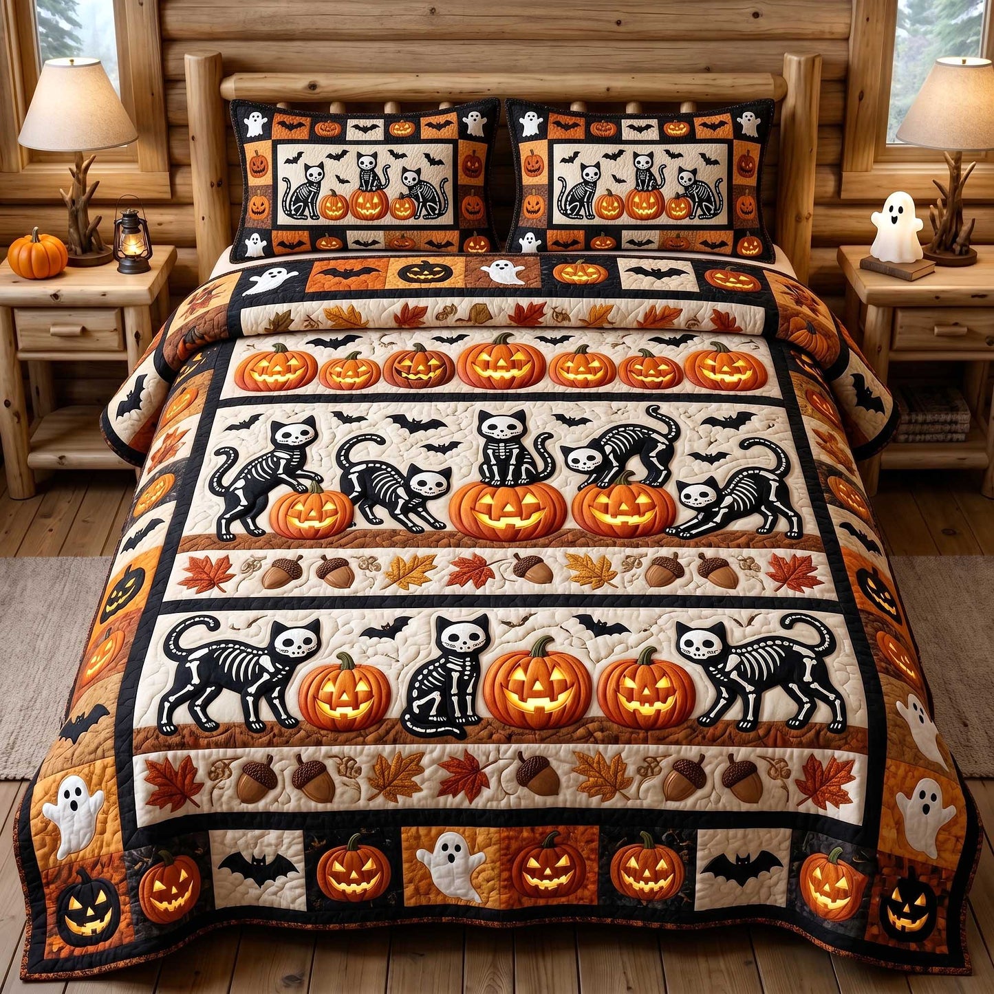 Black Cat Magic 3-Piece Quilted Bedding Set GFTOTP19863