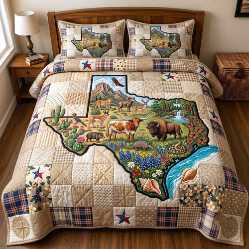 Texas Wildlands 3-Piece Quilted Bedding Set GFTOTP19879
