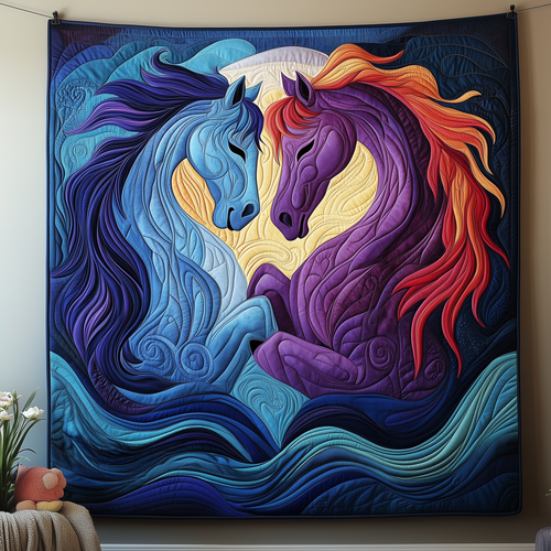 Charming Horse Couple Quilted Blanket GFTOTP1987