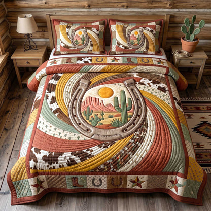 Wild West Horseshoe 3-Piece Quilted Bedding Set GFTOTP19884