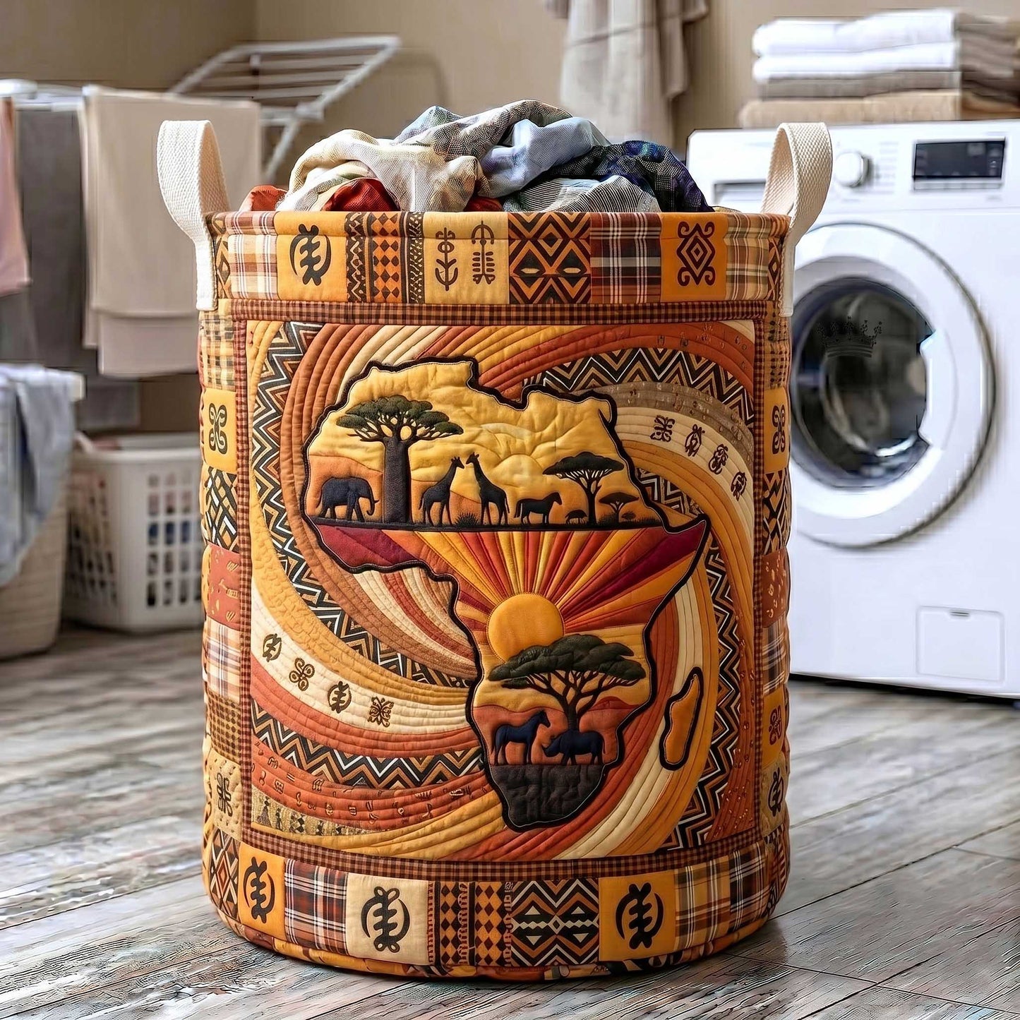 African Roots Quilted Laundry Basket GFTOTP19888