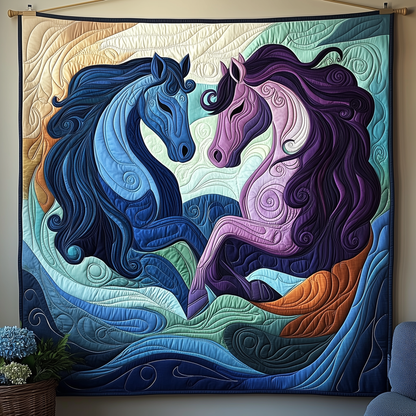 Charming Horse Couple Quilted Blanket GFTOTP1988