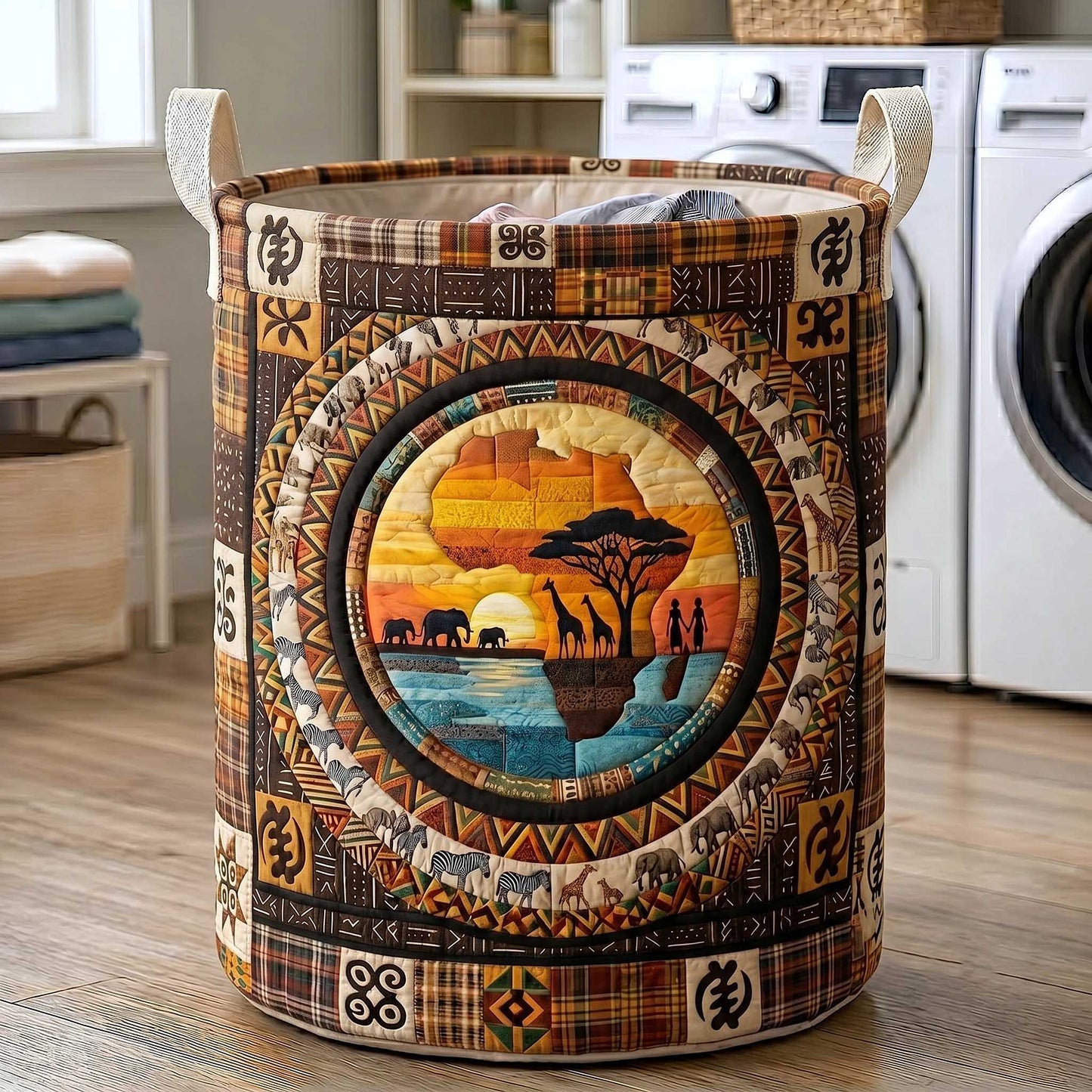 African Roots Quilted Laundry Basket GFTOTP19890