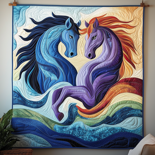 Charming Horse Couple Quilted Blanket GFTOTP1989