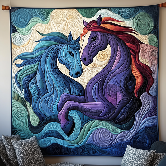 Charming Horse Couple Quilted Blanket GFTOTP1990