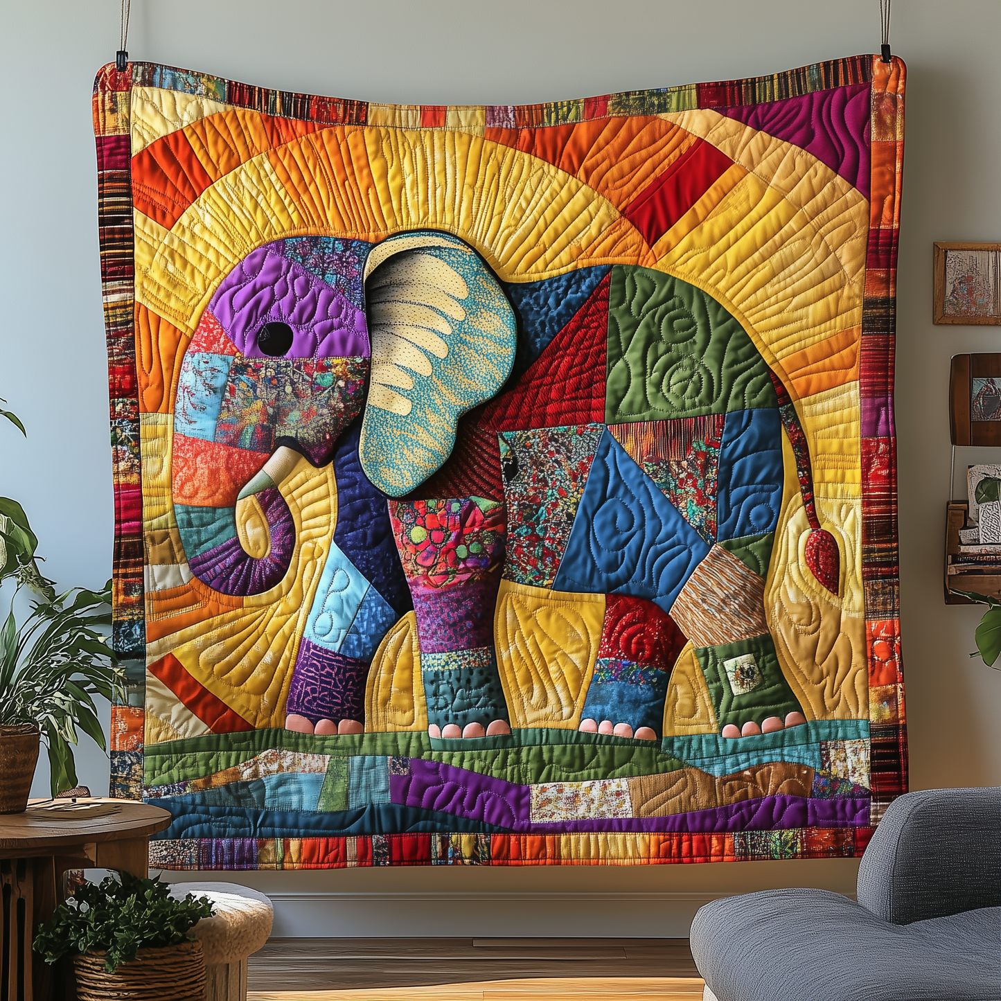 Vibrant Elephant Spirit Quilted Blanket GFTOTP1992