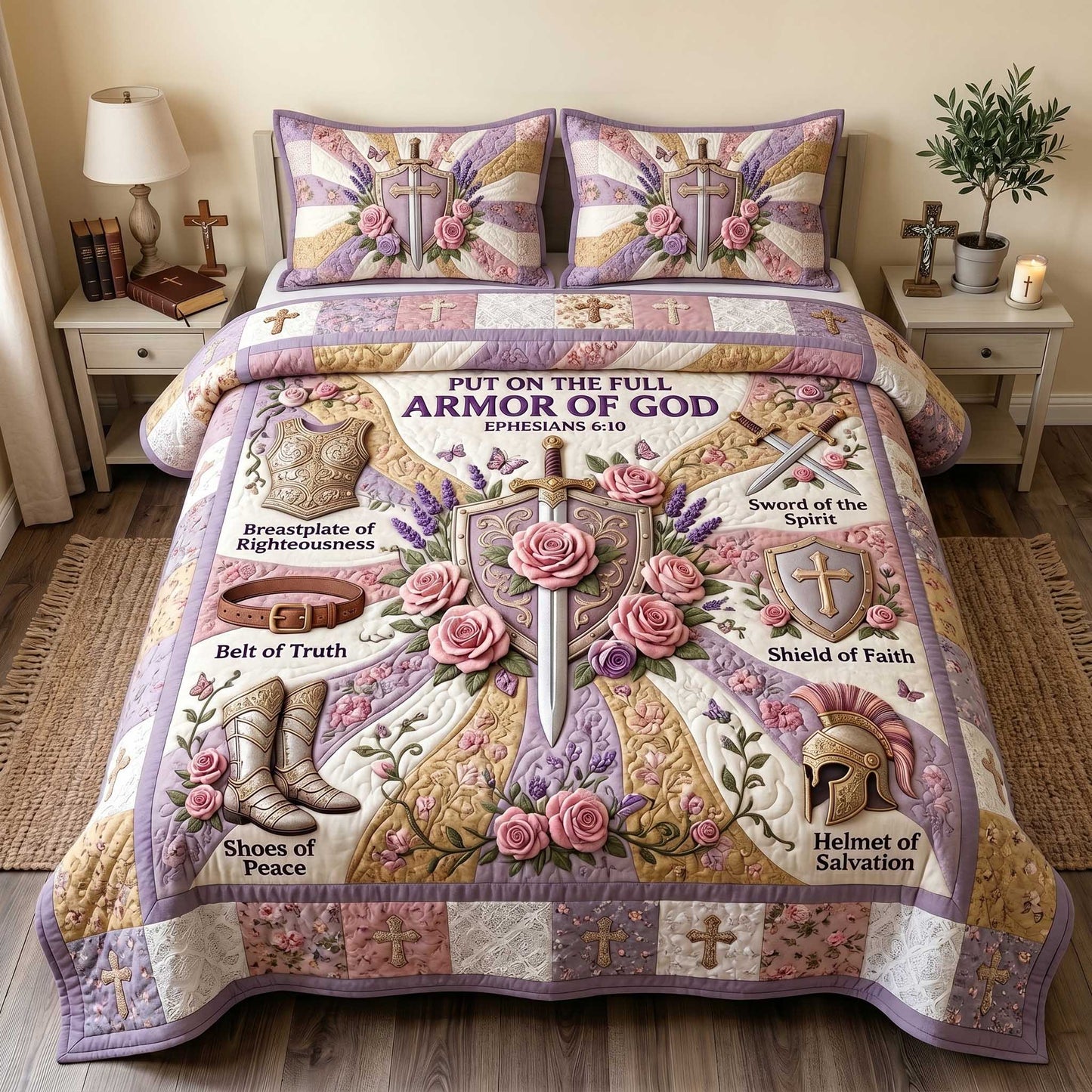 Full Armor Of God 3-Piece Quilted Bedding Set GFTOTP19946