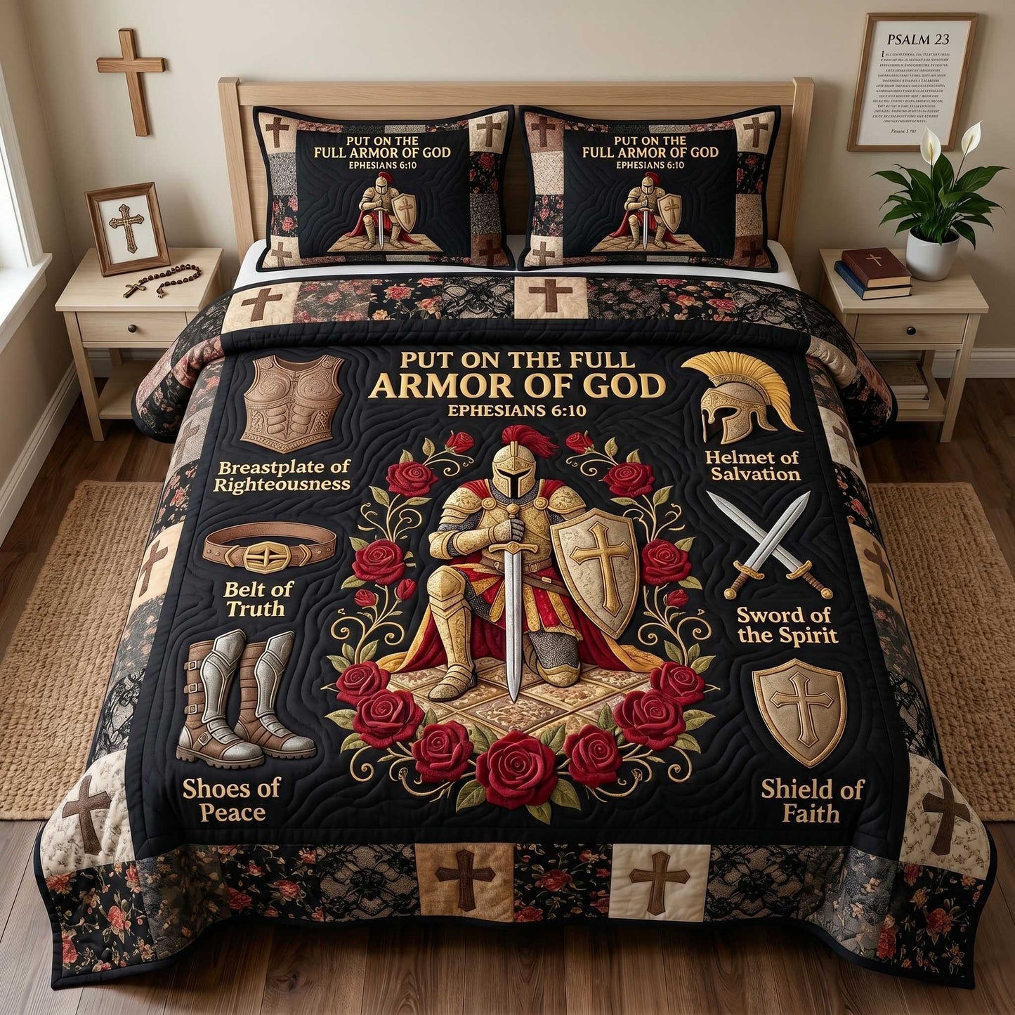 Full Armor Of God 3-Piece Quilted Bedding Set GFTOTP19948