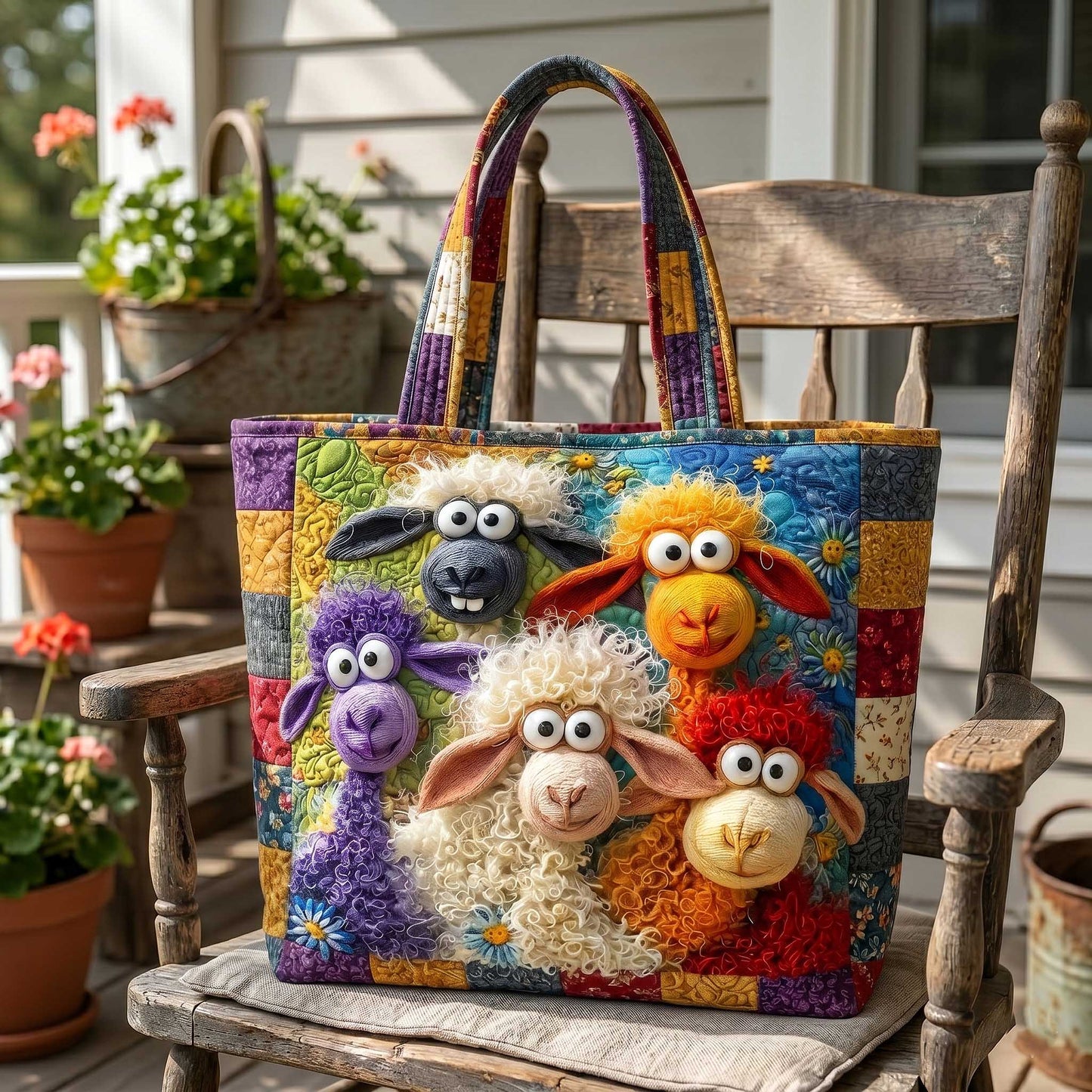 Funky Sheeps Quilted Tote Bag GFTOTP19970