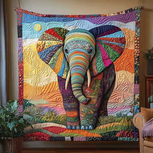 Vibrant Elephant Spirit Quilted Blanket GFTOTP1997