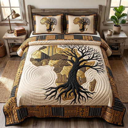 African Roots 3-Piece Quilted Bedding Set GFTOTP19991