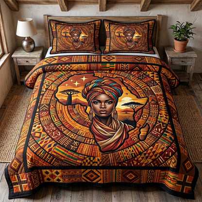 African Roots 3-Piece Quilted Bedding Set GFTOTP19992