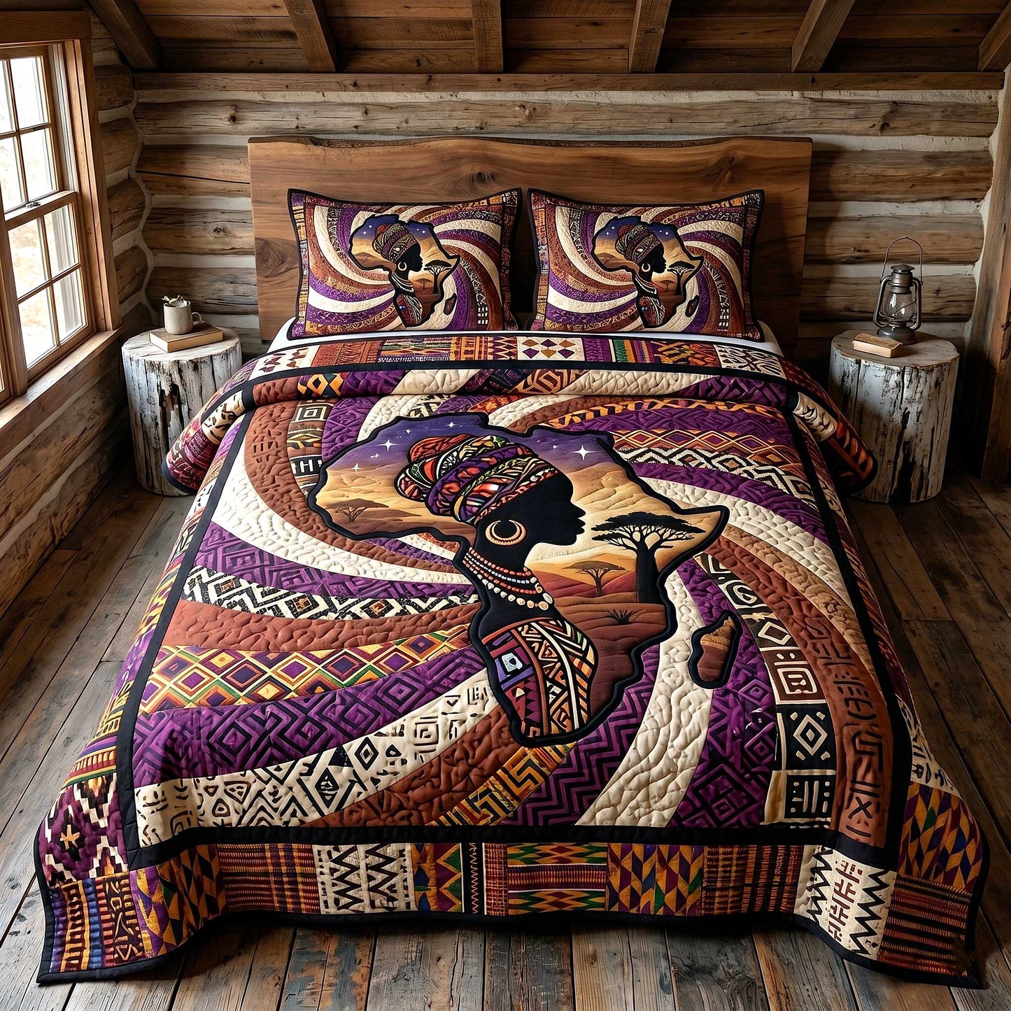 African Roots 3-Piece Quilted Bedding Set GFTOTP19994