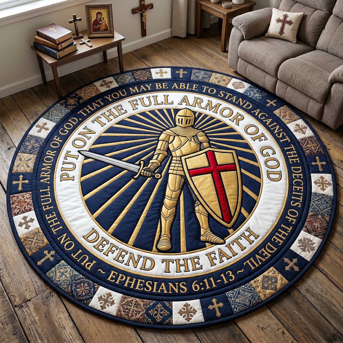 Full Armor Of God Quilted Round Mat GFTOTP20026
