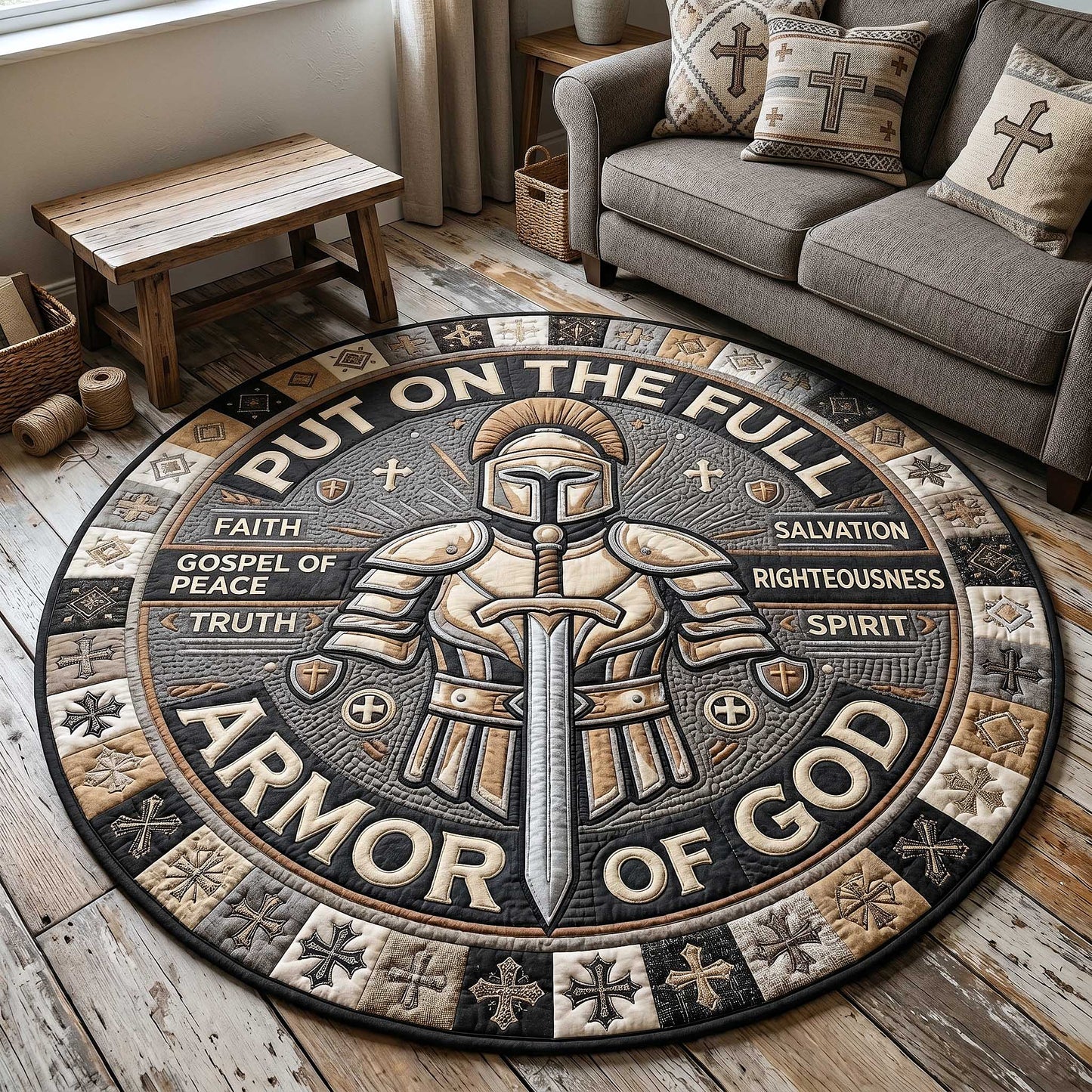 Full Armor Of God Quilted Round Mat GFTOTP20029