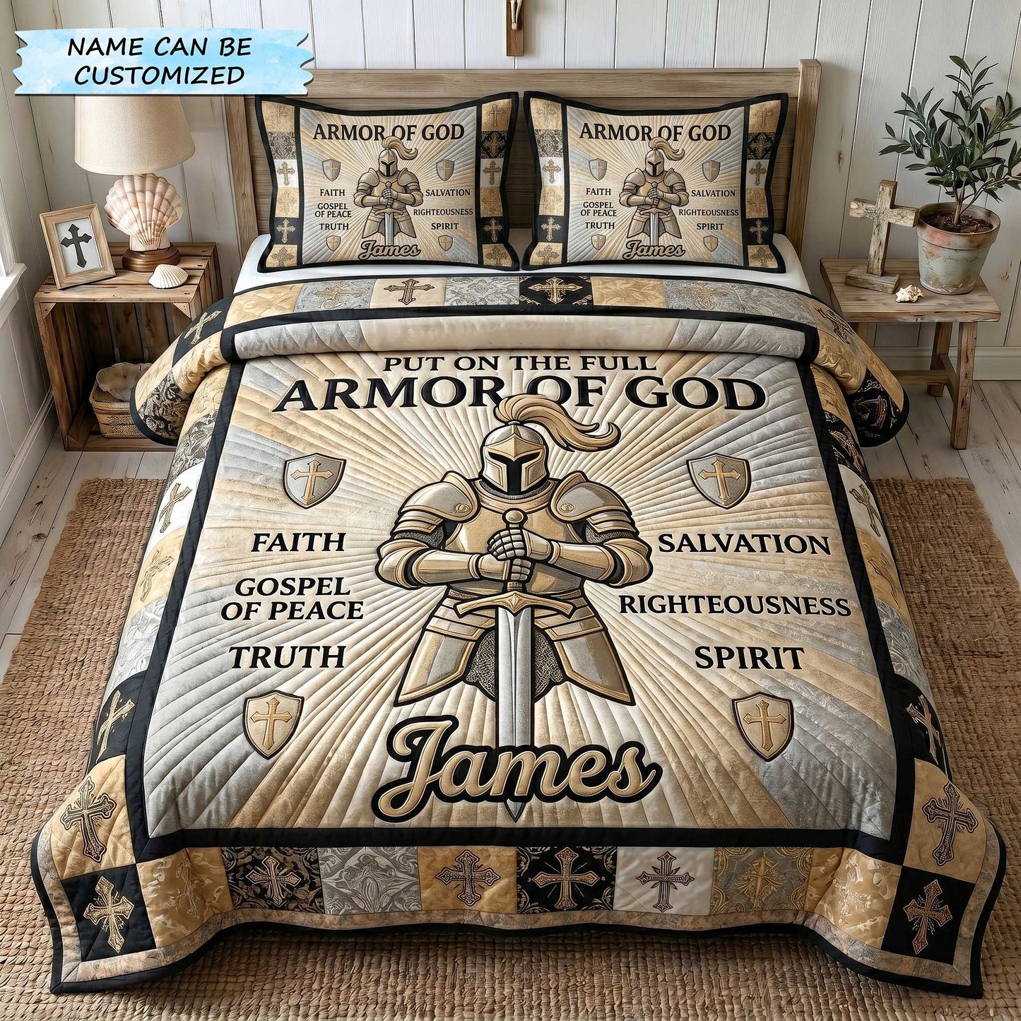 Personalized Full Armor Of God 3-Piece Quilted Bedding Set QTCUZ GFTOTP20037