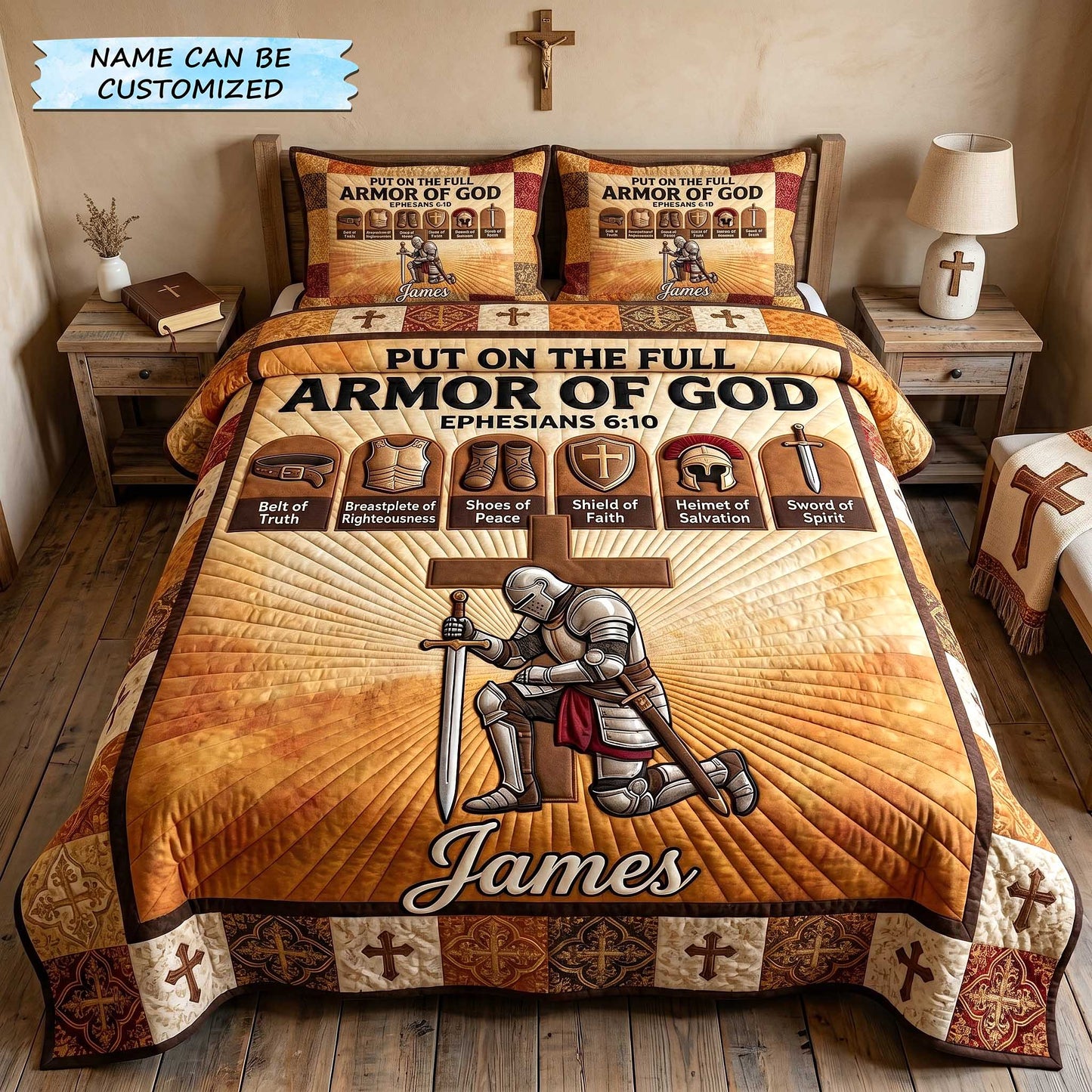 Personalized Full Armor Of God 3-Piece Quilted Bedding Set QTCUZ GFTOTP20042