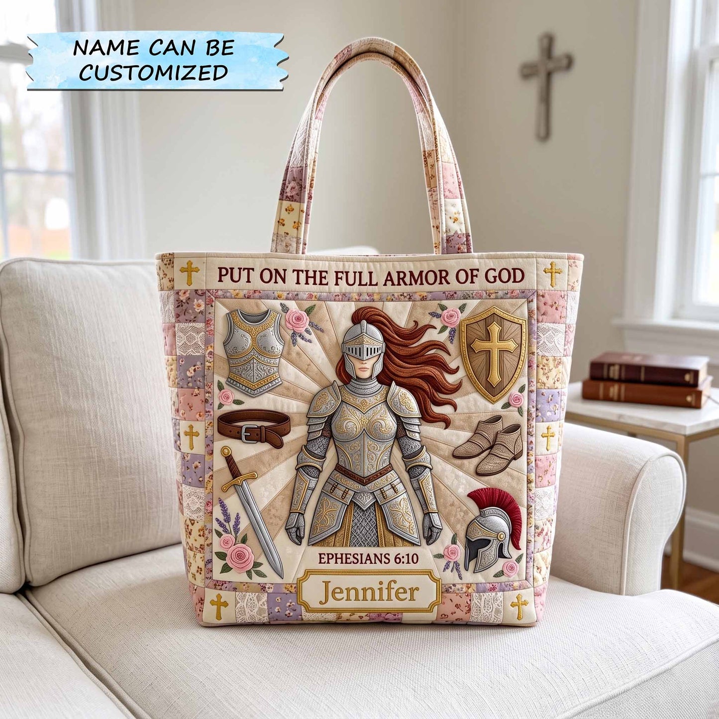 Personalized Full Armor Of God Quilted Tote Bag QTCUZ GFTOTP20068