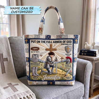 Personalized Full Armor Of God Quilted Tote Bag QTCUZ GFTOTP20069