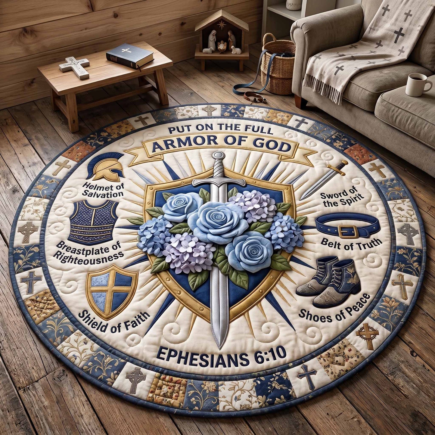 Full Armor Of God Quilted Round Mat GFTOTP20075