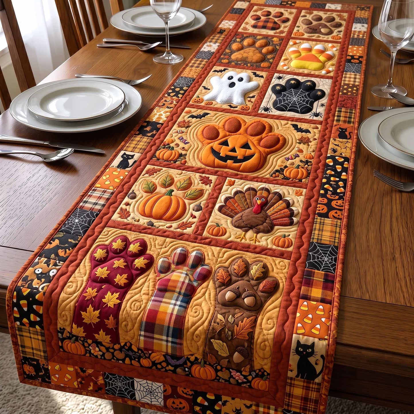 Harvest Paws Quilted Table Runner GFTOTP20153
