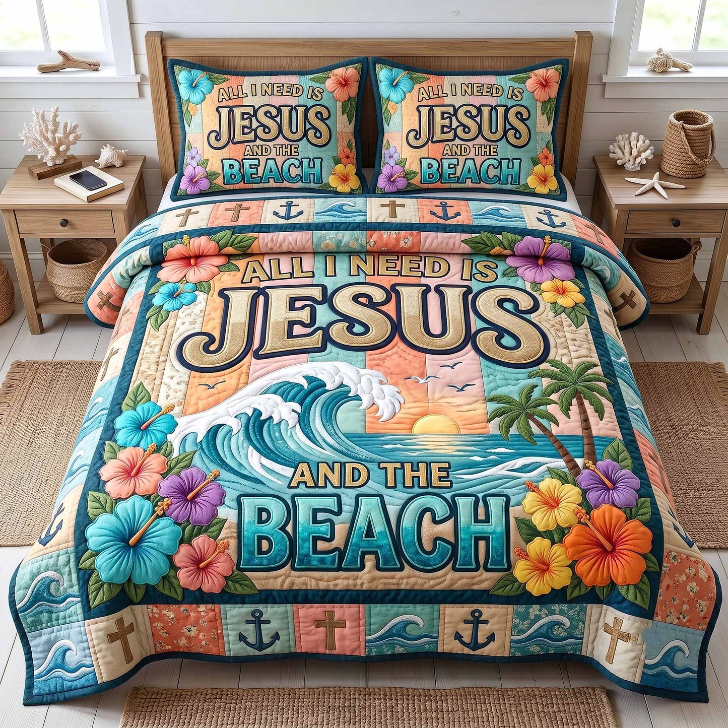 Ocean Grace 3-Piece Quilted Bedding Set GFTOTP20162
