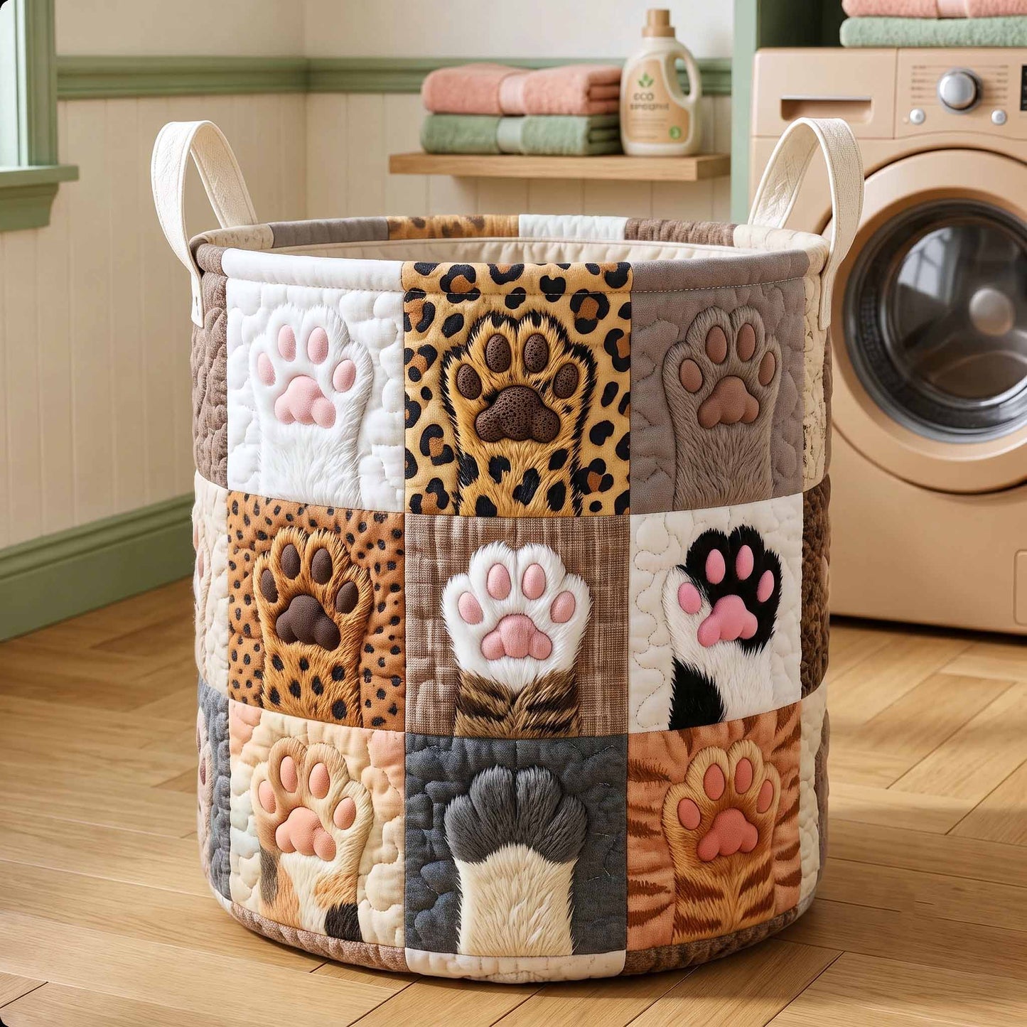 Paws And Purrs Quilted Laundry Basket GFTOTP20263