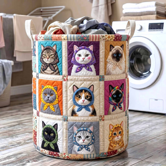 Cottage Whiskers Quilted Laundry Basket GFTOTP20285