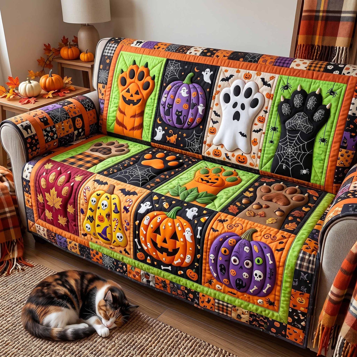 Spooky Paws Quilted Sofa Cover GFTOTP20289