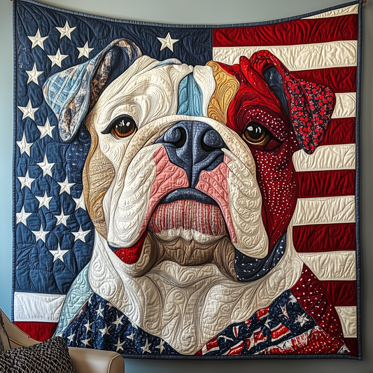 Patriotic Bulldog Quilted Blanket GFTOTP2034