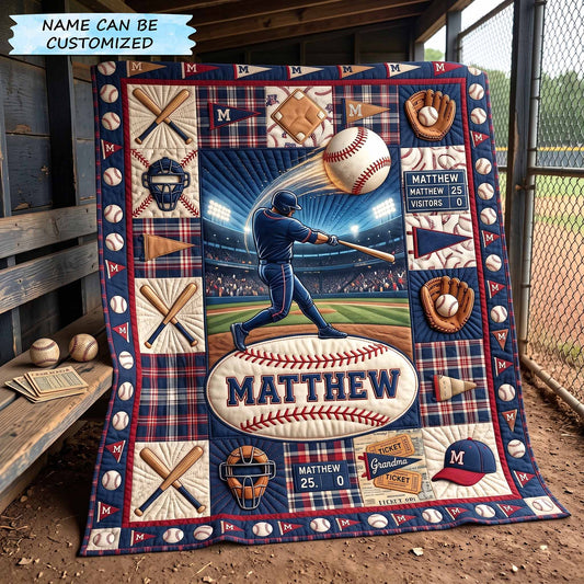 Personalized Baseball Heritage Quilted Blanket QTCUZ GFTOTP20366