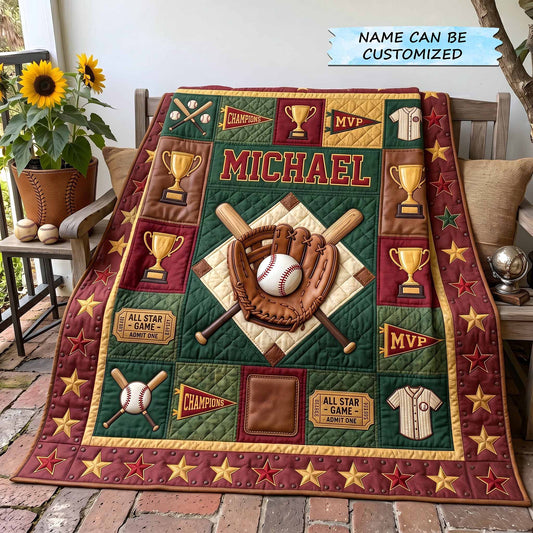 Personalized Baseball Heritage Quilted Blanket QTCUZ GFTOTP20367