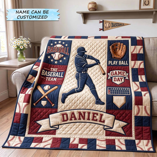 Personalized Baseball Heritage Quilted Blanket QTCUZ GFTOTP20368