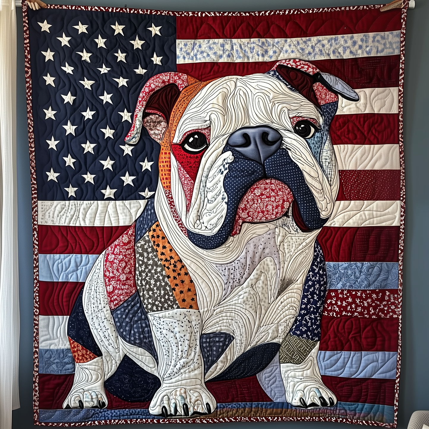 Patriotic Bulldog Quilted Blanket GFTOTP2036