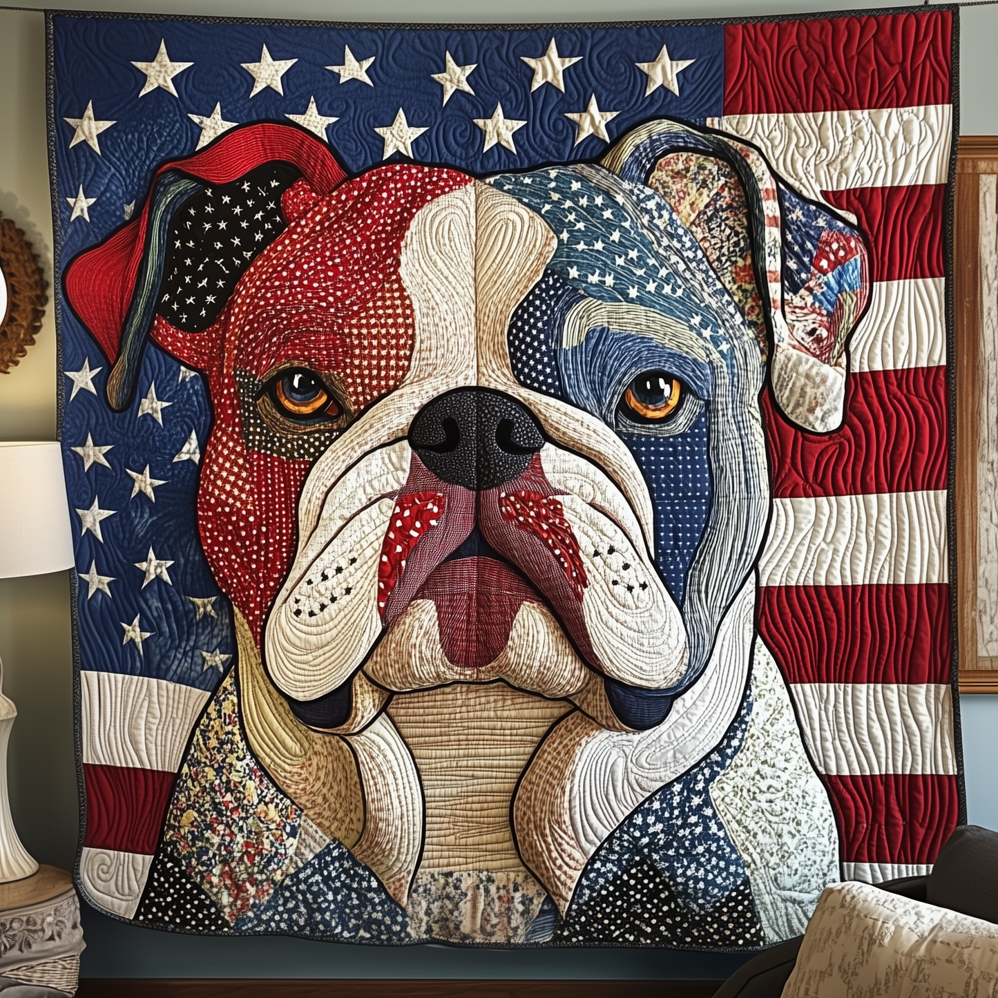 Patriotic Bulldog Quilted Blanket GFTOTP2037