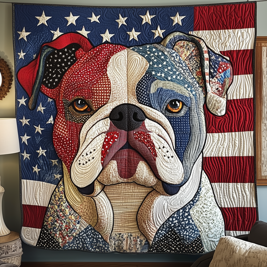 Patriotic Bulldog Quilted Blanket GFTOTP2037