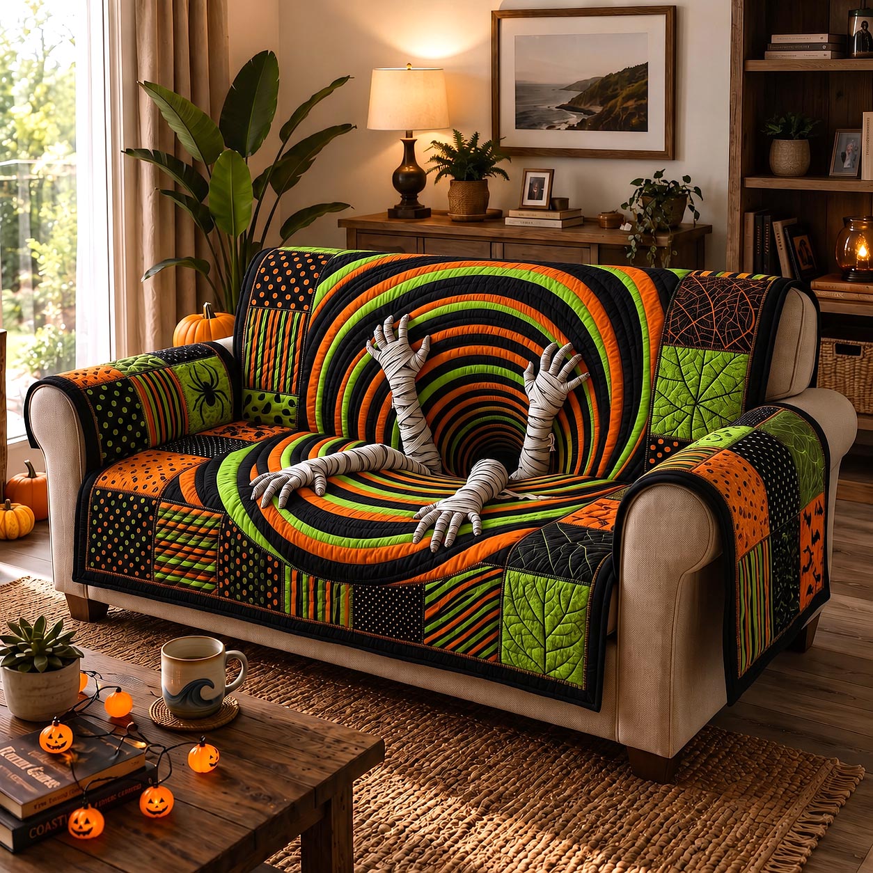 Midnight Mummy Quilted Sofa Cover GFTOTP20403