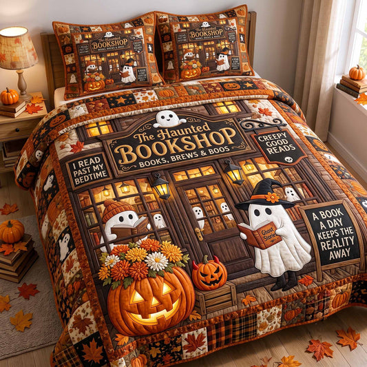 Autumn Bookshop 3-Piece Quilted Bedding Set GFTOTP20405